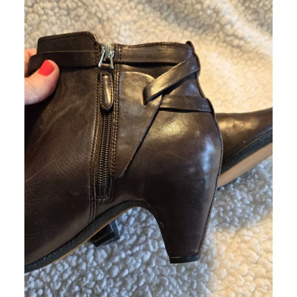 Sam Eldeman Bootie Brown Leather Sz 10M Maddox Espresso Bean Ankle Boots